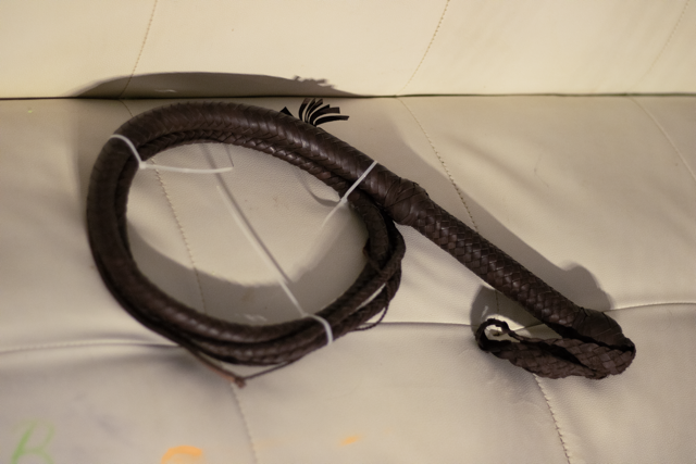 Brown Leather Equestrian Bullwhip — 8 ft